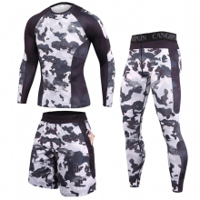 Mens Long Johns Suit MMA Rashguard Suit Fitness Sports Leggings Suit Solid Men Comression Clothes Suit Men