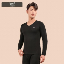 Winter Warm Mens Thermal Underwear Set Volcanic Velvet Fiber Seamless Long Johns V-neck Long Trousers Bottoming Top Suit
