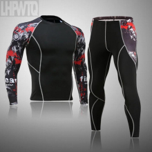 Men Thermal underwear winter long johns 2 piece Sports suit Mens Compression leggings Quick dry Long Johns winter jogging set