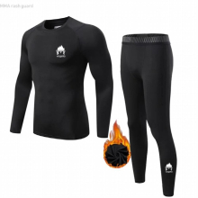 Mens Thermal underwear Fleece kids Winter Second Skin rashguard Children Compression Sportswear Jogging suit thermal