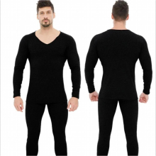 Mens Unmarked Thermal Underwear Set Padded Thicken Stretch Mens Winter Warm Clothing Long-Sleeved Mens Two-Piece Suit