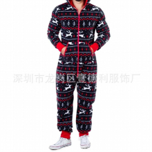Mens Onesie Winter Pajama Christmas Jumpsuit Couple Homewear Zipper Sleepwear Girls Party Suit With Hooded