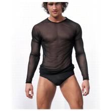 High Men Long Sleeve Sexy Transparent Shirt Mesh Gauze Sexy underwear Gay Sexy Sleepwear