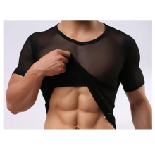 Sexy Men See Through Tight Mesh Shirts Transparent Muscle Tank Tops Undershirt Soft Night Club Erotic Lingerie FX1018