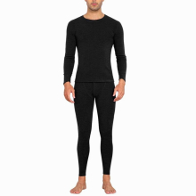 Charmleaks Men Thermal Underwear Suit Warm Crew Neck Undershirt Mid-waist Soft Leggings Top+Pant