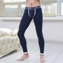 Mens Dot Printed Single Layer Warm Pants Thin Model Based Long Johns U Convex Bag Leggings