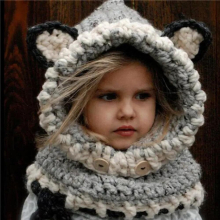3D Animal Hat Funny Dinosaur Knitted Caps Winter Boy Girl Hats Children Warm Knitted Hooded Scarf Cap Kid