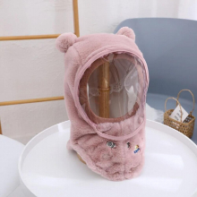 Winter Children Hat Cycling with Windproof Mask Plus Velvet Warm Neck Guard Earflap Cap Boys Girls 3-8 Years Scarves Beanies