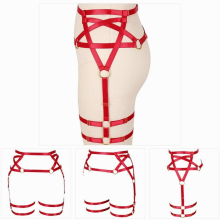 Gothic Women's Sexy Underwear Buttocks Harness Pentagonal Garter Belt Hollow Out Waist To Leg Bondage Cage Bdsm Exotic Lingerie