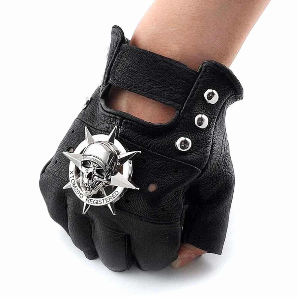 Skull Leather Gloves Mens Gothic Fingerless Mittens Biker Motocycle Multicoloured 885671631025