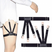 2Pcs/Set Elastic Leg Suspenders Shirt Stays Holder Straps Metal Locking Clamps