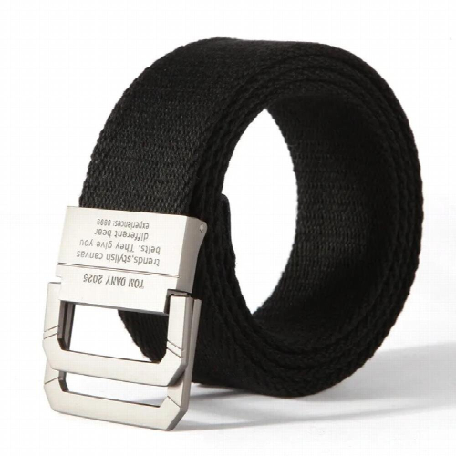 Double Ring Metal Buckle Multicolor Young Student Mens Canvas Belt 1