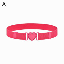 Kids Elastic Belts Girl Stretch Waist Belt Adjustable Pink Heart Buckle Belt Uniform Belt for Teen Kids Girls Dresses