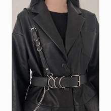 CEA Women Punk Harajuku Gothic PU Leather Harness Belts Female Bondage Waistband Punk Chain Belt For Women
