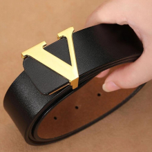 High Smooth Buckle Belt Mens Leather Pure Cowhide Letter V Jeans Belt for Men Belt Designers Women