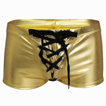 Plus Size Men Boxers Bright Sexy Boxershort Faux Leather Panties Performance Open Crotch Underwear Boxer Calsones Homme Shorts