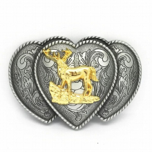 Western cowboy zinc alloy gunmetal outdoor series wild elk carved buckle