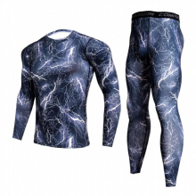 Men Lightning Thermal Underwear Set Long johns Winter Thermal Underwear Winter exercise base layer thermal Compression suit