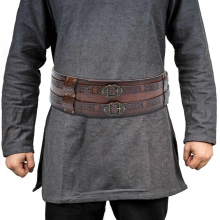 Viking Belt Costume Cosplay Parties Celtic Knot Embossed Knight Belt Halloween Costume Armor Belt Retro Medieval Belt Dark Brown