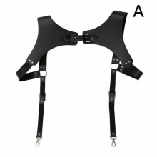Mens Leather Vest Straps Braces PU Belts Adjustable Vintage Mens Chest Mens Harness Suspender Brace Straps Buckle L9L7