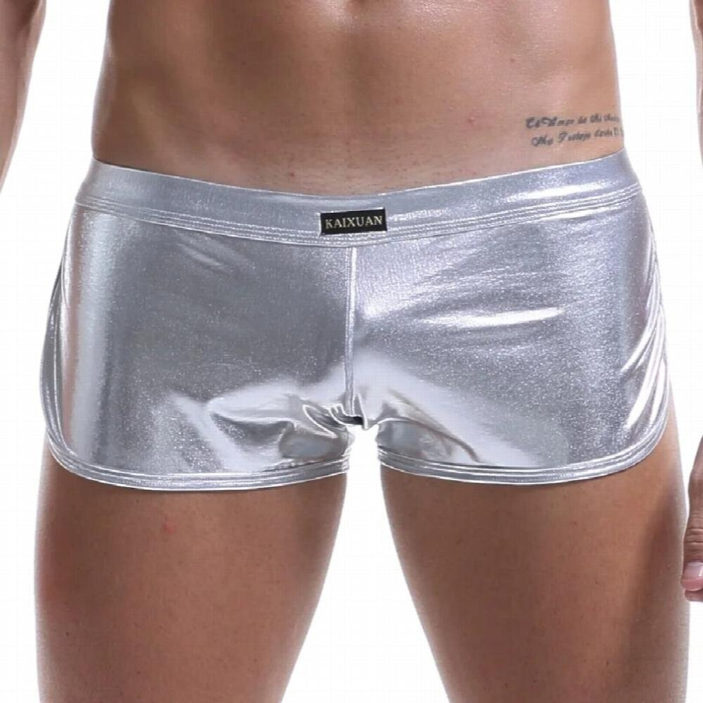 Men Sexy Underwear Boxers Leather Stage U Convex Pouch Gay Wear Jockstrap Lingerie Boxers Shorts Underpants