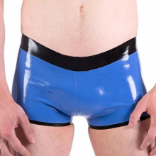 Sexy Latex Briefs Shorts with Trims Rubber Underwear for Men