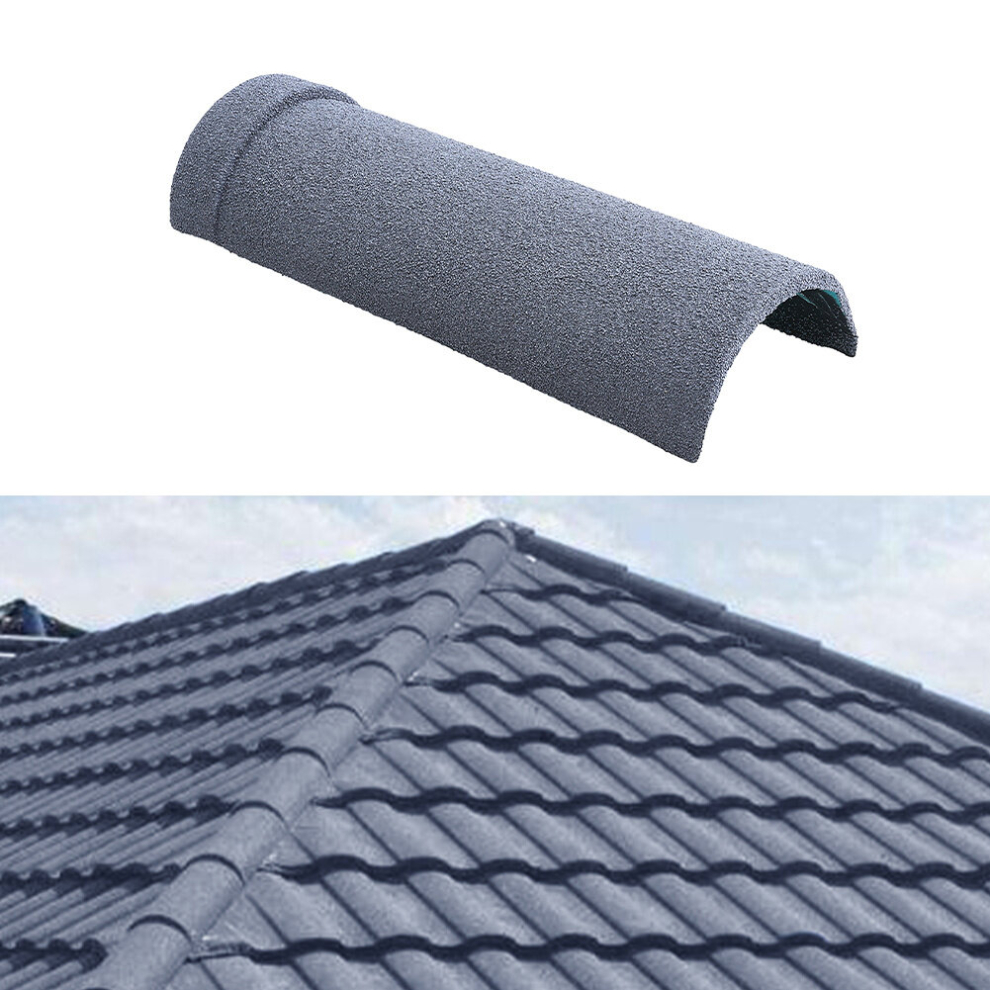(Grey) Half Round Ridge Tile Stone Coated Metal Roofing 10pcs