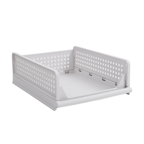 Living And Home (33.5cm W x 43cm D x 14cm H) Folding Stackable Wardrobe Storage Basket Cupboard Tabletop Organiser 2