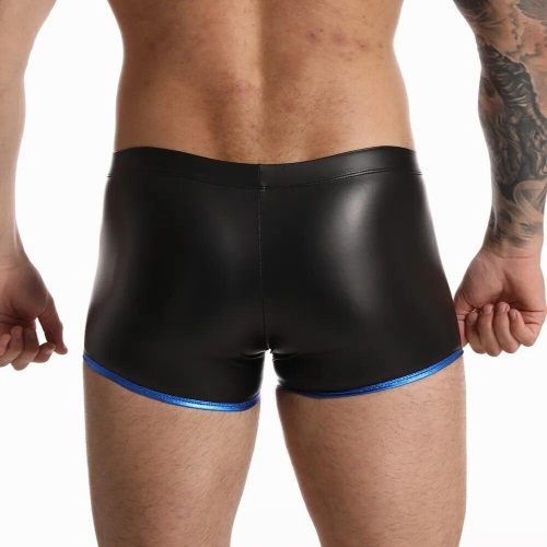 Sexy Zipper Boxer Man Underwear Slip Faux Leather Briefs Gay Bulge