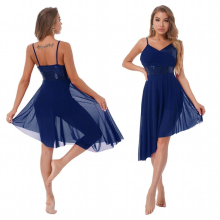 Women Contemporary Ballet Lyrical Dance Dress Adult Sleeveless Sequins Latin Gymnastics Leotard Tutu Performance Dancewear