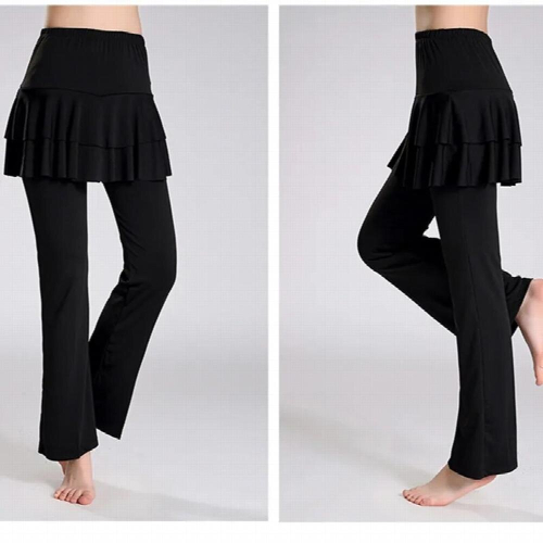 Latin Dance Skirt Women Yoga Pants Latin Dance Divided Skirt Milk Silk
