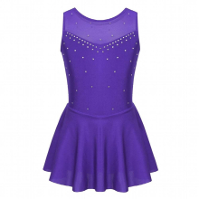 Kids Teen Sparkly Figure Skating Dress Ice Skating Dance Wear Gymnastics Leotard for Girls Contemporary Costumes Dresses
