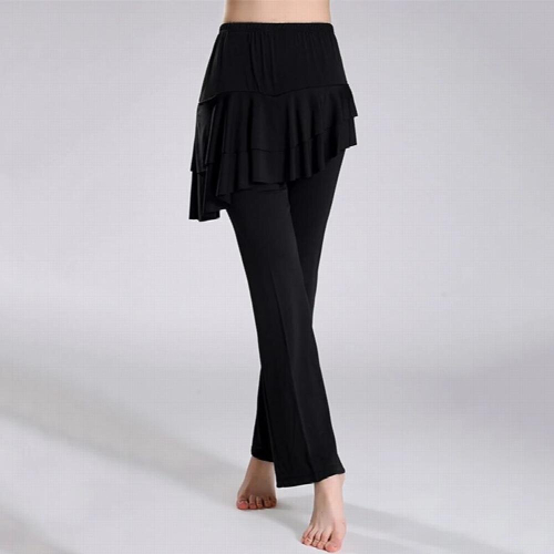 Latin Dance Skirt Women Yoga Pants Latin Dance Divided Skirt Milk Silk