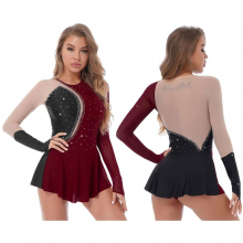 Ballet Clothes for Adult Womens Rhythmic Gymnastics See-through Mesh Patchwork Figure Skating Ballet Costumes Clothing