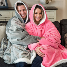 (Pink) Oversized Hoodie Blanket Women Ultra Plush Fleece with Soft Warm Cosy Comfy Wearable Hooded Giant Sweatshirt