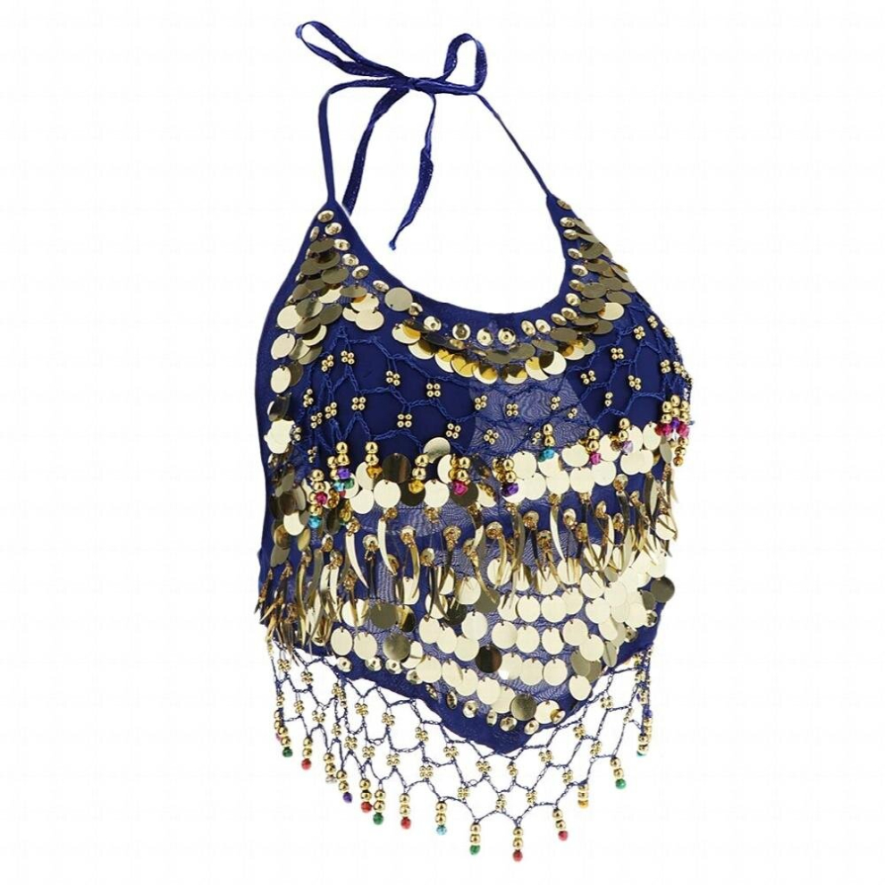 Multicoloured Womens Sexy Sequin Halter Padded Top Belly Dance Party Show Costume