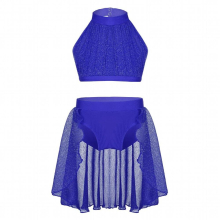 Kids Girls Ballet Tutu Dance Dress Set Sleeveless Crop Tops with Skirted Shorts Latin Jazz Contemporary Lyrical Dance Costumes