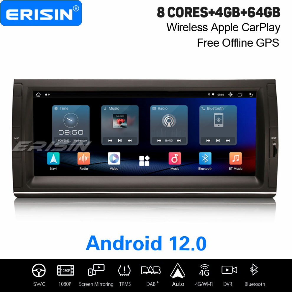 10.25" Ips 8-Core Android 12.0 Car Stereo Dab+ Gps Radio Carplay 64Gb Bmw X5 E53 Swc Canbus Dsp Wifi Bluetooth Obd2 737655236682