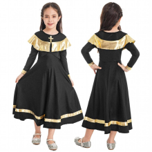 Kids Liturgical Dance Dress Girls Long Praise Dress Metallic Church Dress Pleated Ballet Dress Contemporary Lyrical Dance Dress