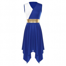 Women Sleeveless Lyrical Dance Costumes Block Asymmetrical Contemporary Tutu Figure Skating Ballet Leotard Dress