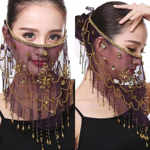 Indian Belly Dancer Veil Accessories Chiffon Accessory ?Sequins Tassel Performance