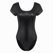 Adult Patent Leather Short Sleeve Ballet Bodysuit Gymnastics Dancewear Clubwear Ballet Leotards for Women Costumes