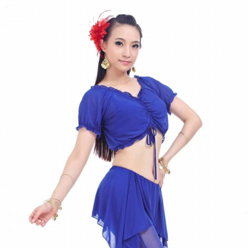 Bellydance24 Colors Belly Dance Clothes Tops Women Sexy Top Deep V Neck Elastic Milk Fibers