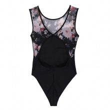 Women Girls Ballet Leotard Dance Wear Adult Soft Sleeveless Stretch Camisole Open Back Floral Print Gymnastics Leotard Bodysuit
