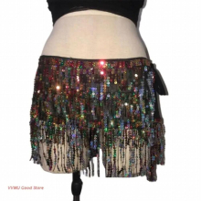 Belly Dance Costumes Sequins Tassel Indian Belly Dance Hip Scarf for Women Belly Dancing Sequin Tassel Waist Belt Chain