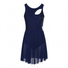 Womens Ballet Dance Dress Sequin Sling Latin Dress with Asymmetrical Mesh Skirt Lyrical Dance Wear Exercise Gymnastics Leotard