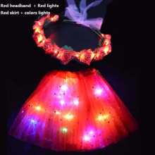 Women LED Glow Ballet Light Tutu Skirt Dance Party Headband Flower Girl Crown Birthday Gift Wedding Christmas