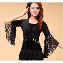 belly dance women deep v-neck flare sleeve girls belly dance sexy lace