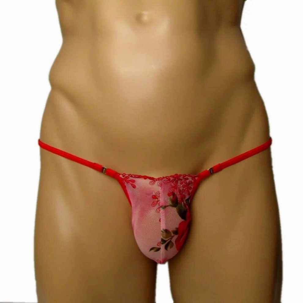 Red Male Sissy Panties Mesh Elastic Gstring Sexy Men Underwear Jockstrap Perizoma Uomo Celana Dalam Gay Thongm001