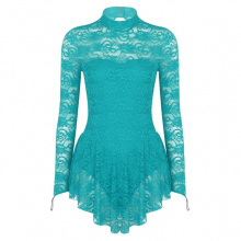 Womens Adult Long Sleeve Lace Dance Wear Figure Ice Skating Dress Ballerina Roller Ballet Dance Gymnastics Leotard Dresses